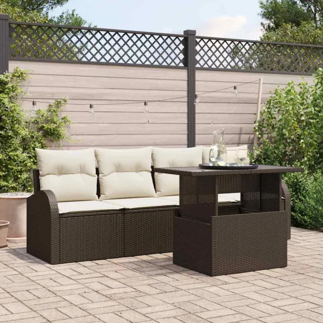 vidaXL Tuin Sofa Set 5 st Bruin Poly riet, foto 2