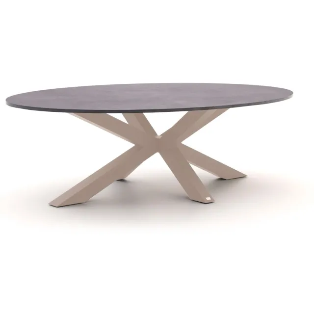 Bellagio tuinmeubelen Bellagio Induno Ellips low dining tuintafel 240x120cm Grijs