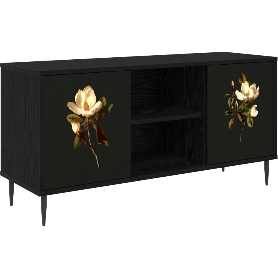 vidaXL Tv-meubel BREMEN 102 x 33 x 51 cm Zwart eiken Bewerkt hout, foto 3