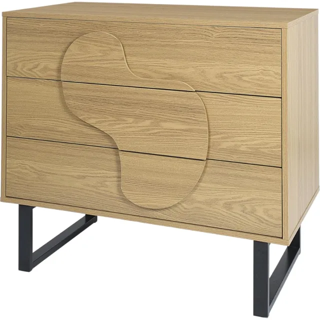 MISOU Calypso Ladekast - Commode - op Poten - met 3 Lades - Woonkamer - Opbergkast - Hout - Kast Bruin
