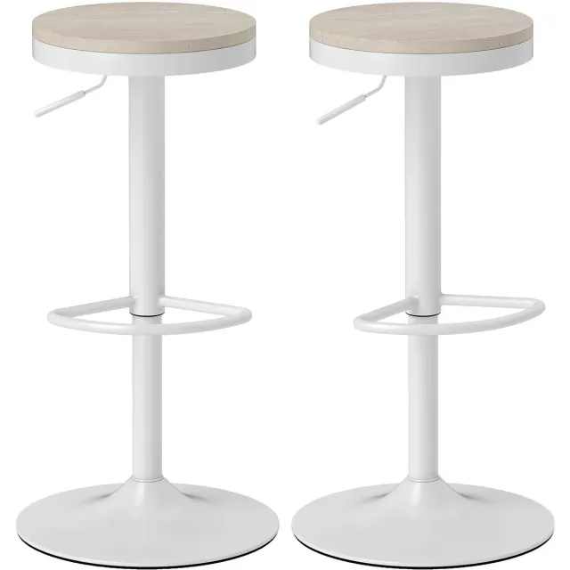 Homcom Barkruk-38,5x38,5x80cm-Staal-Wit