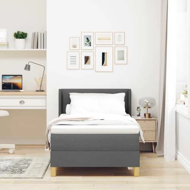 vidaXL Boxspringbed met hoofdeinde Donkergrijs 190 x 90 cm Stof