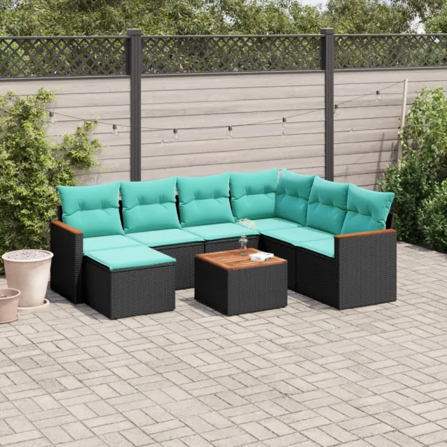 vidaXL 8-delige tuinbankset met kussens, zwart polyrotan, foto 2