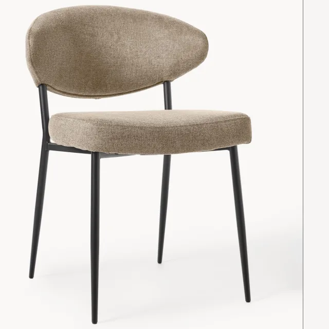 Westwing Collection Gestoffeerde stoelen Adele, 2 stuks Beige, Zwart