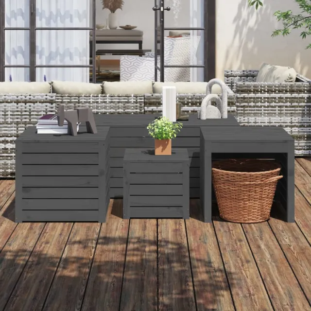 vidaXL 4-delige Tuinboxset massief grenenhout grijs, foto 2