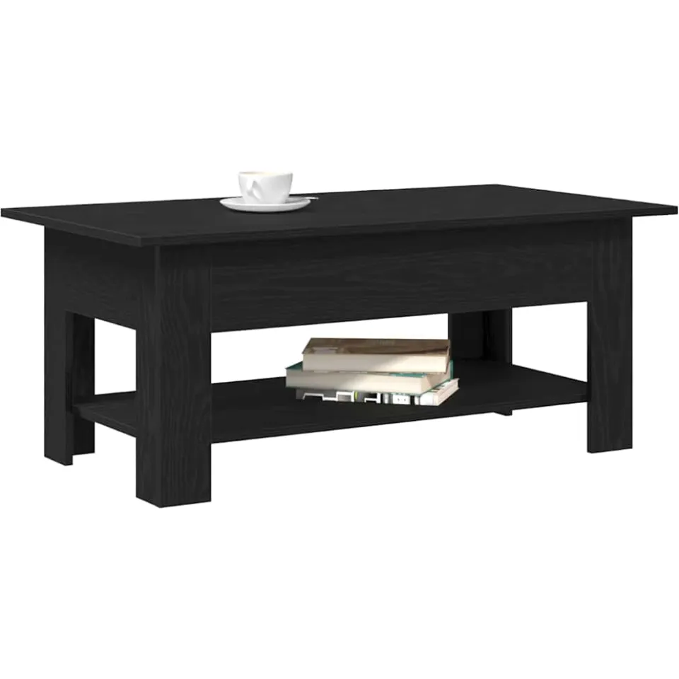 vidaXL Salontafel Zwart Eiken 102 x 55 x 42 cm Bewerkt hout