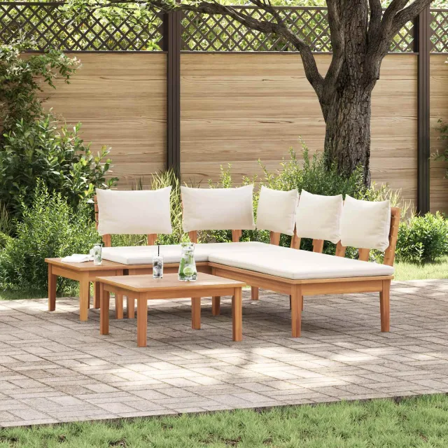 vidaXL Tuinbankenset 4 st Bruin en Crème
