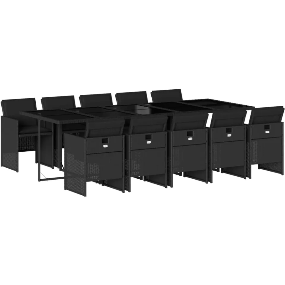 vidaXL 11-delige Tuinset met kussens poly rattan zwart, foto 3