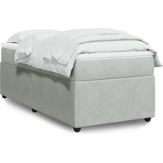 vidaXL Boxspring met matras fluweel lichtgrijs 90x200 cm