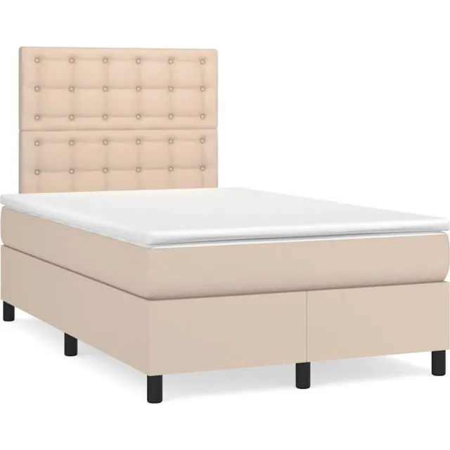 vidaXL Boxspring met matras kunstleer cappuccinokleurig 120x190 cm bruin