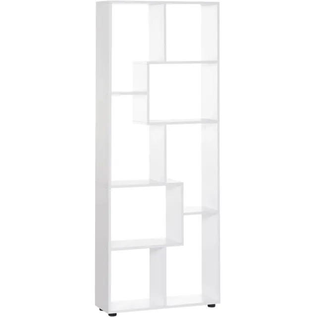 Questyr Boekenkast - Wit - 8 Planken - Smal & Modern - Woonkamer, Slaapkamer, kantoor & garage - hout