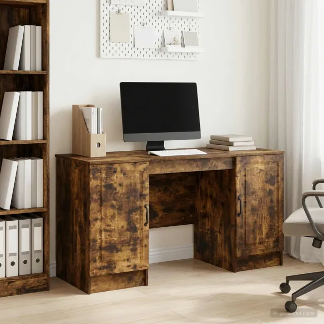 vidaXL Bureau Gerookt eiken 142,5 x 50 x 75 cm Bewerkt hout Bruin