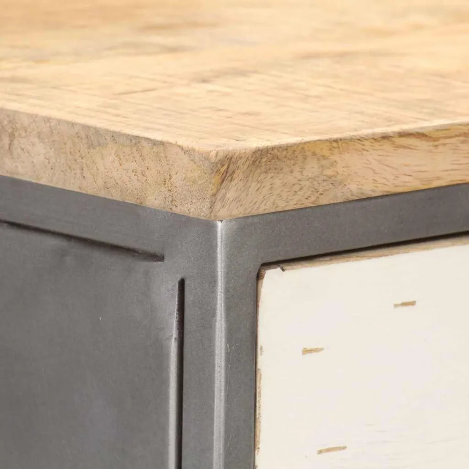 vidaXL Ladekast 45x30x105 cm massief mangohout grijs, foto 4
