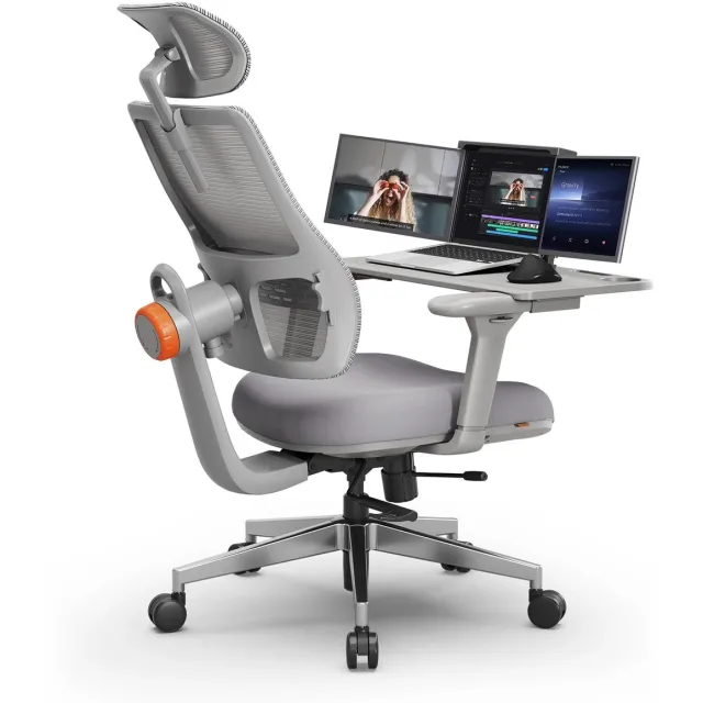 House of Balance Ergonomische Bureaustoel - Bureaustoel Gaming - Laptophouder - Grijs - Verstelbaar