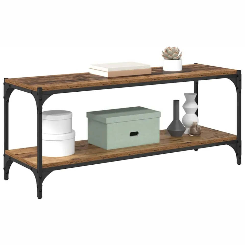 vidaXL TV-kast Oud Hout 100x33x41cm Gemonteerd hout en ijzer Bruin