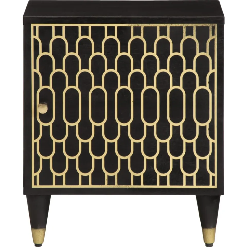 vidaXL Nachtkastjes 2 st 40x33x46 cm massief mangohout zwart, foto 4