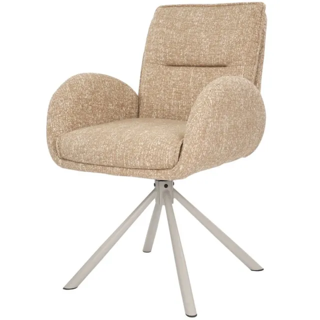 Giga Meubel Eetkamerstoel Tina - Taupe - Draaibaar - Armleuningen - Scandinavisch - Set van 2