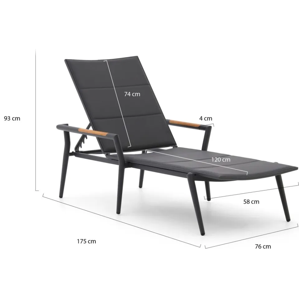 Manifesto Furniture Manifesto Roncade ligbed stapelbaar/verstelbaar grijs, foto 3
