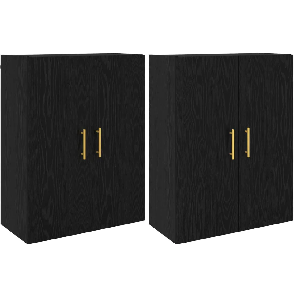 vidaXL Wandkast 2 st Zwart Eiken 69,5 x 34 x 90 cm Bewerkt hout, foto 3
