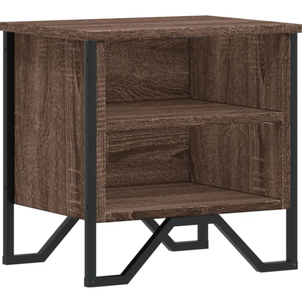 vidaXL Nachtkastje 40x30x40 cm bewerkt hout bruin eikenkleur