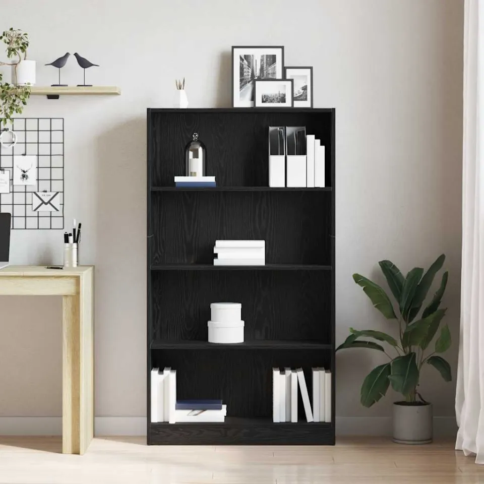 vidaXL Boekenkast 4-laags 80x24x143 cm spaanplaat zwart eikenkleurig, foto 4
