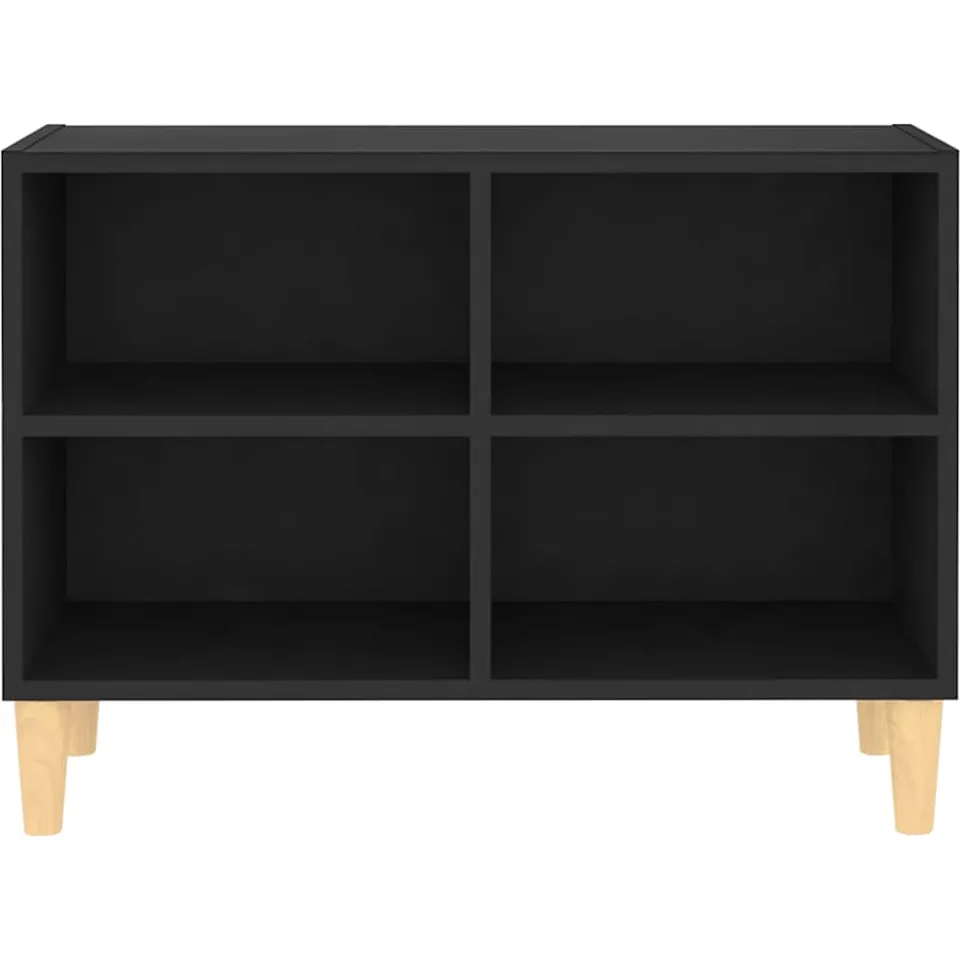 vidaXL Tv-meubel met massief houten poten 69,5x30x50 cm zwart, foto 4