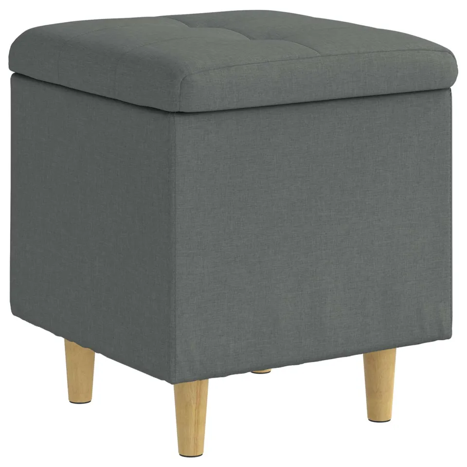 vidaXL Ottoman met Opbergruimte Donkergrijs 40 x 40 x 45 cm Stof grijs, foto 3