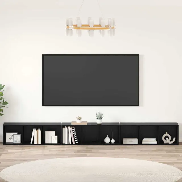 vidaXL Tv-meubelset 3 st 37 x 35 x 107 cm Zwart Eiken
