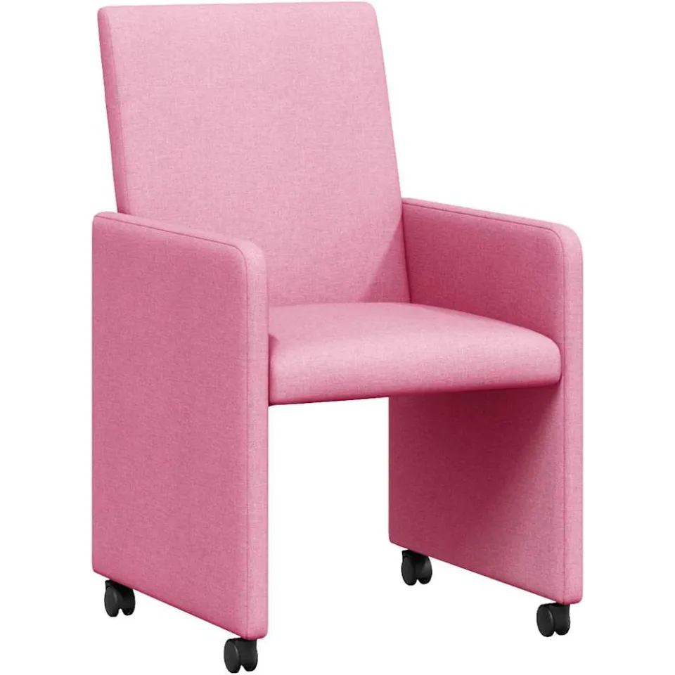 vidaXL Eetkamerstoelen met Wieltjes 2 st Stof Roze 57 x 66 x 94 cm
