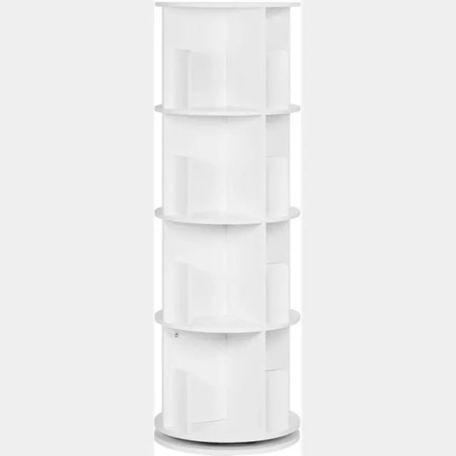 Corenia Boekenkasten - 4-Tier - Roterende Boekenplank - met 16 Compartimenten - voor Woonkamer - Kantoor - Kinderkamer - Organizer en Decoratie - 44 x 127,4 cm (φ x H) - Wit