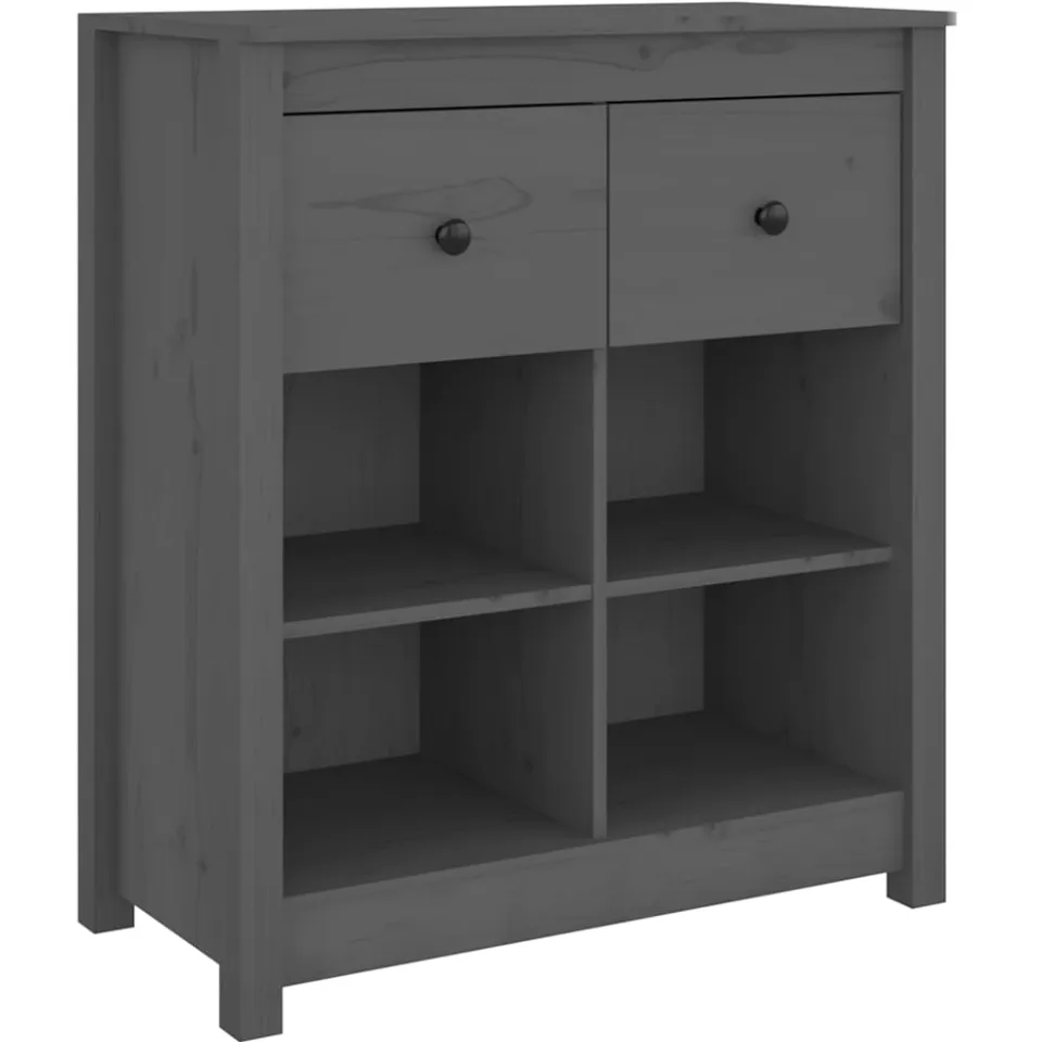 vidaXL Dressoir 70x35x80 cm massief grenenhout grijs