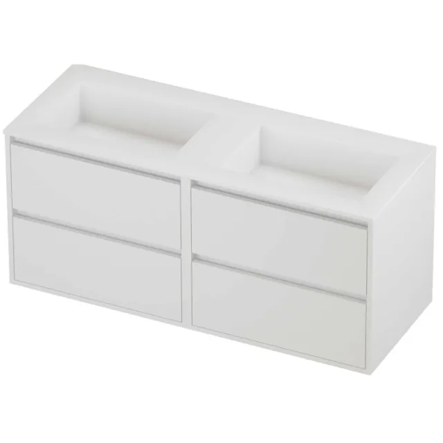 Proline Aristo Badmeubelset Polystone Elegant Dubbel 120x46x54 cm Mat Wit Mat White