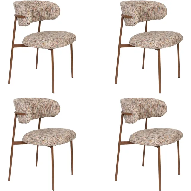 Housecraft Living Claes Eetkamerstoelen Gemêleerd Multi - Set van 4 Beige
