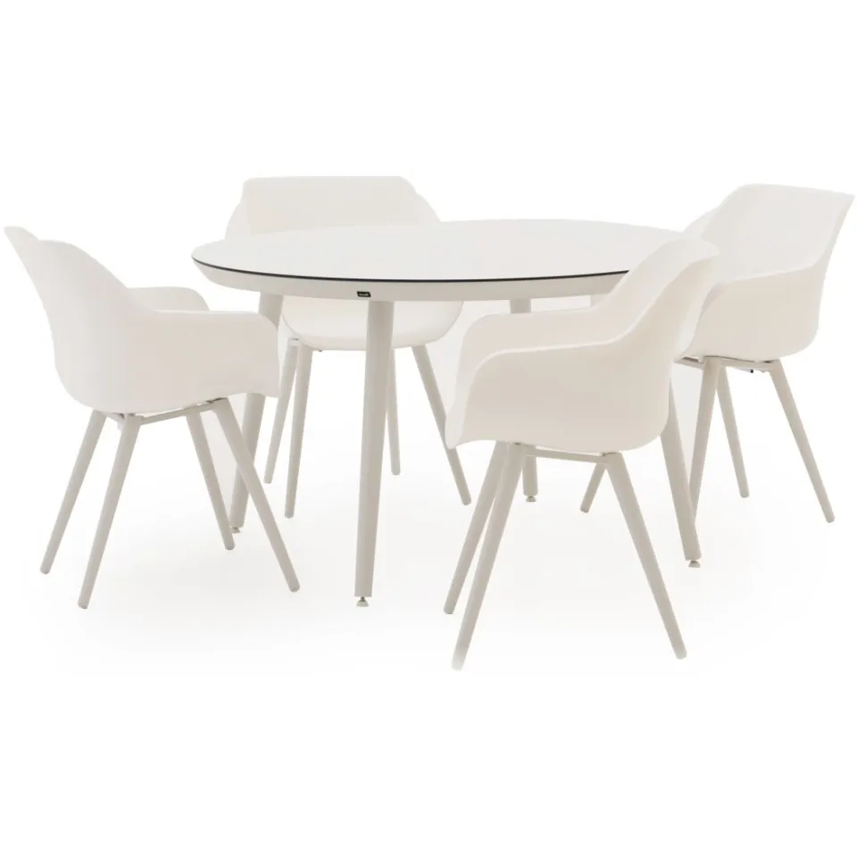 Hartman tuinmeubelen Hartman Sophie Studio ø128cm dining tuinset 5-delig wit, foto 5