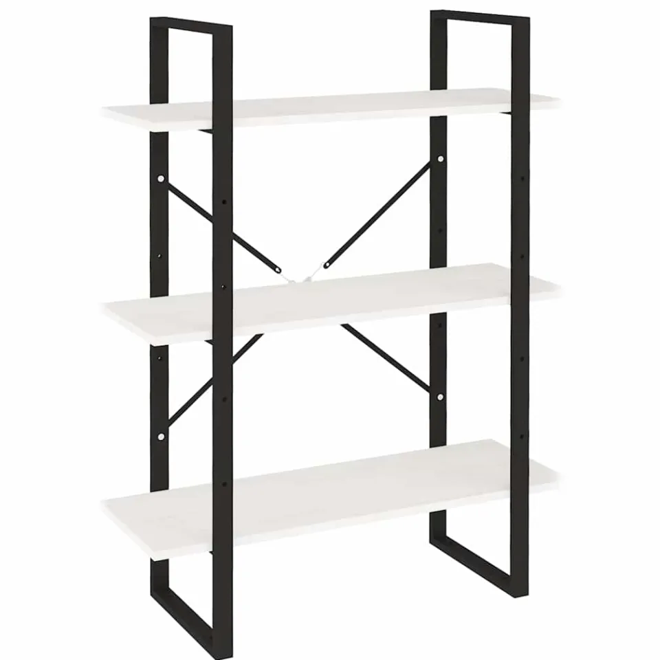 vidaXL Boekenkast met 3 schappen 80x30x105 cm massief grenenhout wit