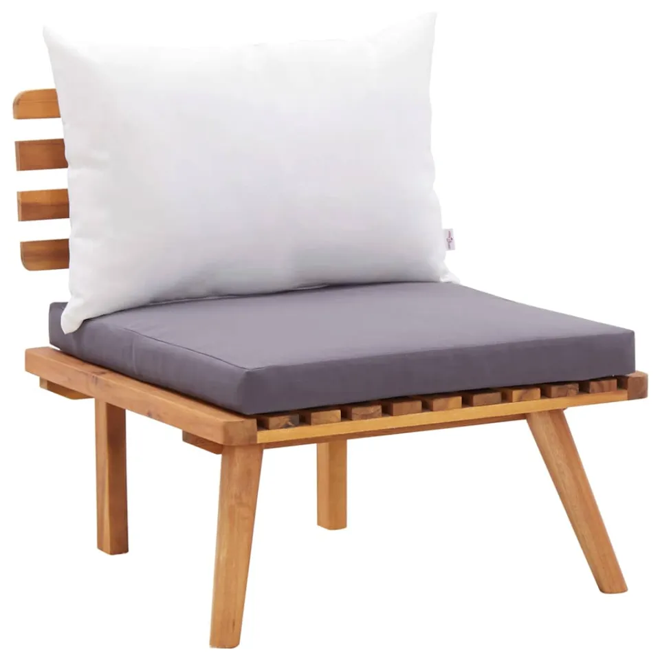 vidaXL 4-delige Loungeset met kussens massief acaciahout bruin, foto 3