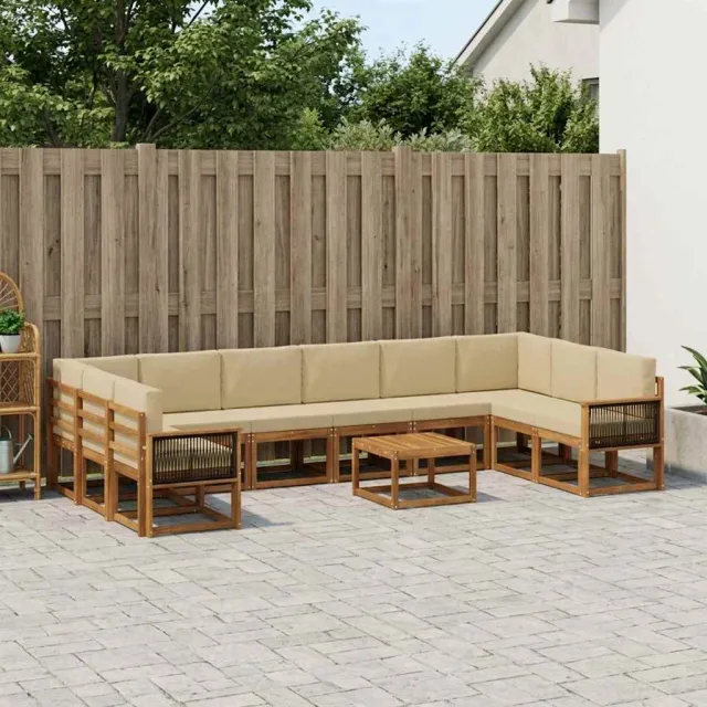 vidaXL Buiten bankenset 11 st 10-zits Natuurlijk en Beige Bruin
