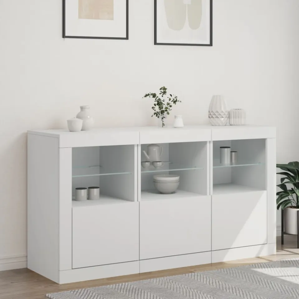 vidaXL Dressoir met LED-verlichting 123x37x67 cm wit, foto 2