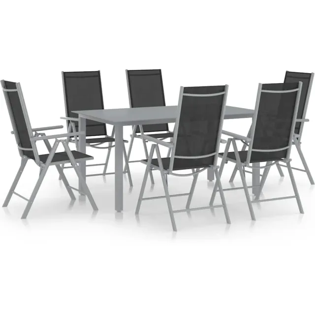 vidaXL 7-delige Tuinset aluminium zilverkleurig en zwart, foto 2