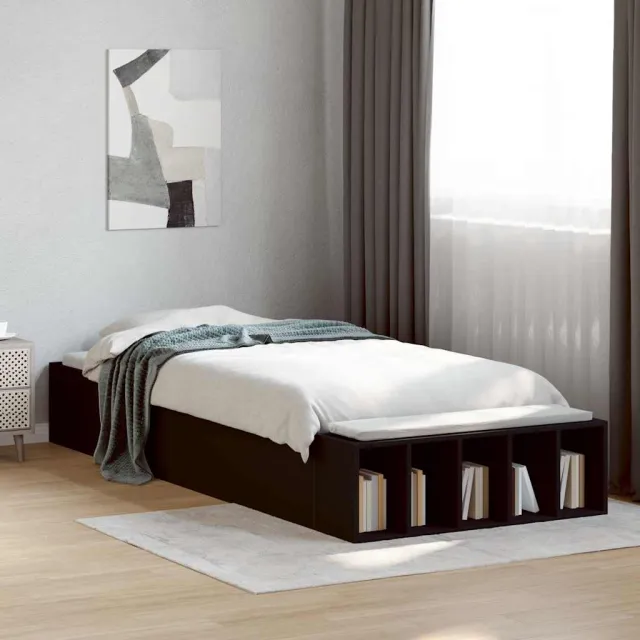 vidaXL Bedframe bewerkt hout zwart 75x190 cm