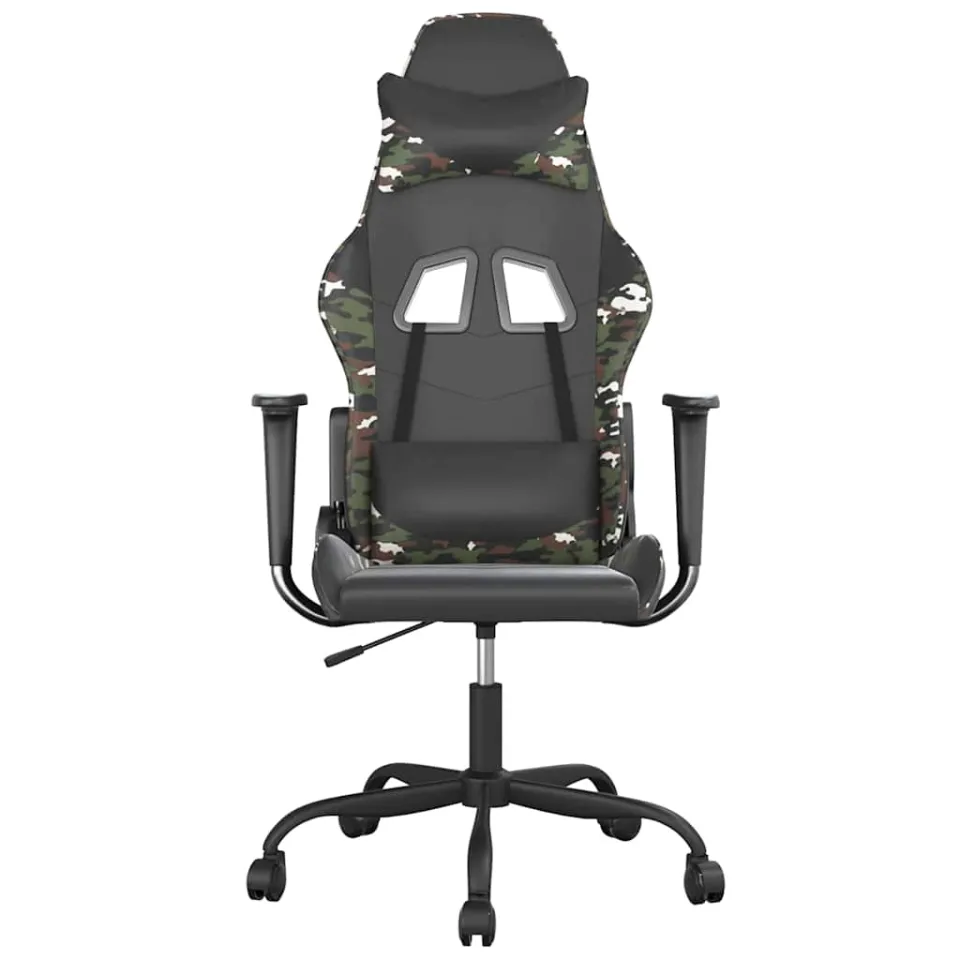 vidaXL Gamestoel kunstleer zwart en camouflage Groen