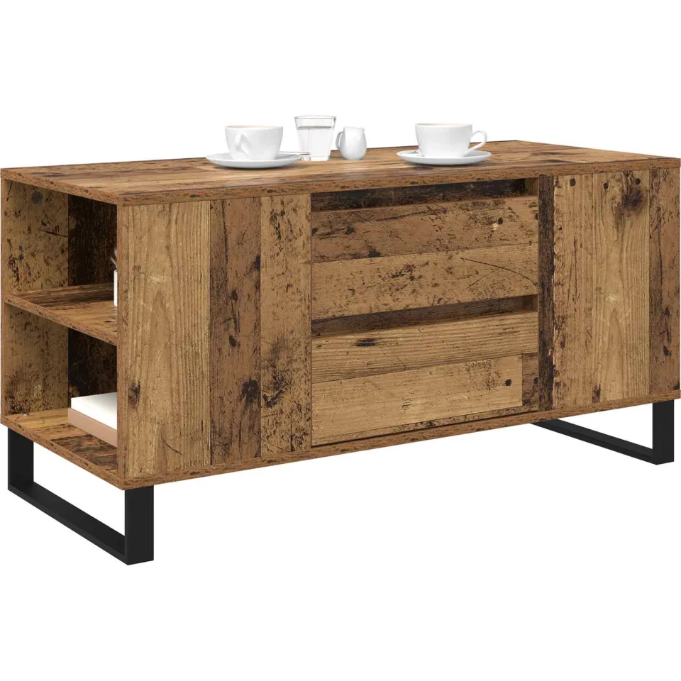 vidaXL Salontafel Oud Hout 102 x 44,5 x 50 cm Bewerkt hout Bruin