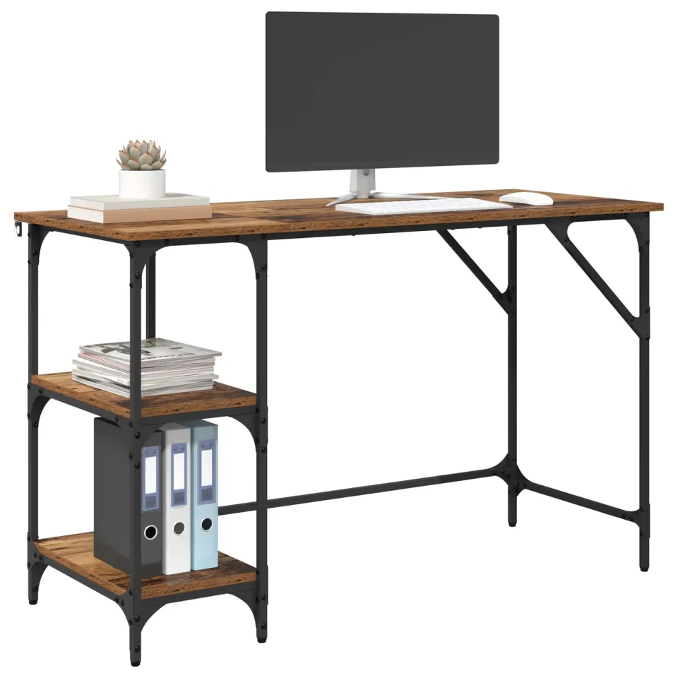 vidaXL Bureau Oud Hout 120 x 50 x 75 cm Bewerkt hout bruin, foto 3