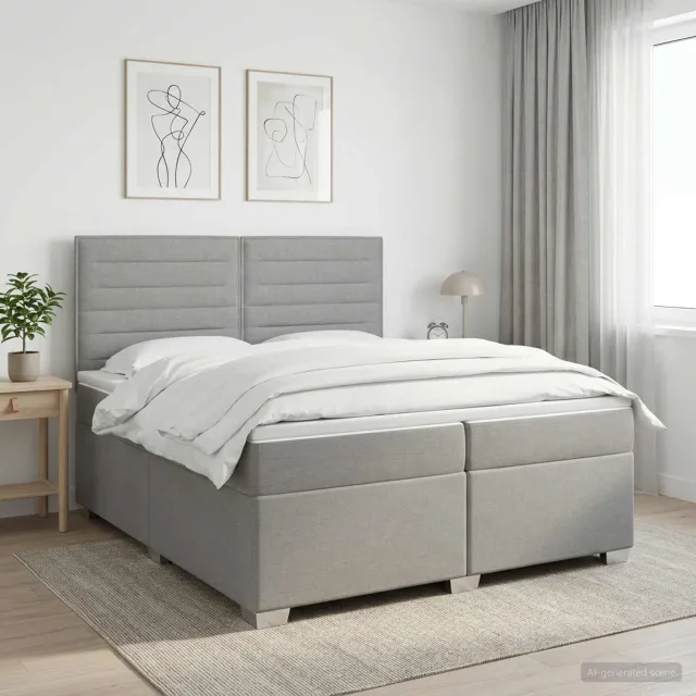 vidaXL Boxspringbed met matras Lichtgrijs 200 x 200 cm Stof