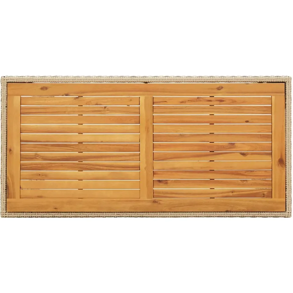 vidaXL Tuintafel 123x60x74 cm poly rattan en massief acaciahout beige, foto 4