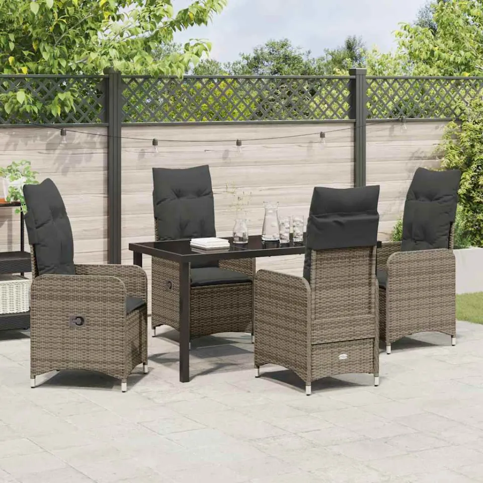vidaXL Tuin eettafelset 5 st Grijs poly rattan, foto 3