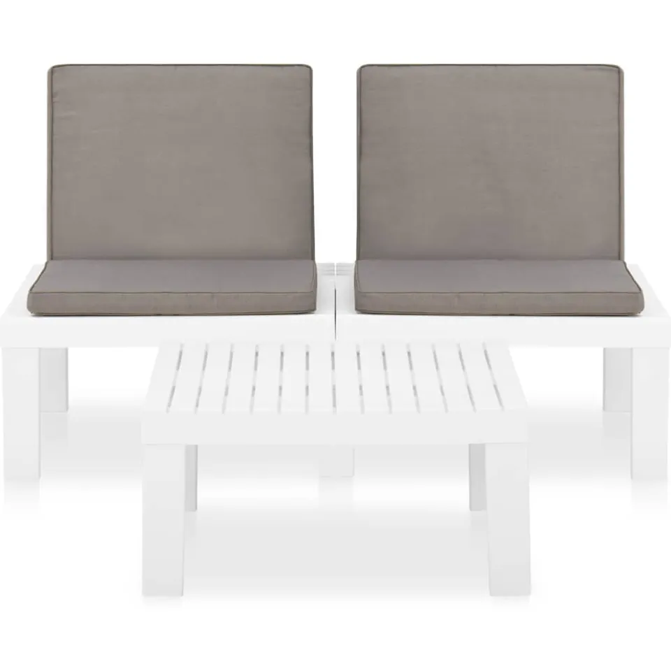 vidaXL 2-delige Loungeset met kussens kunststof wit