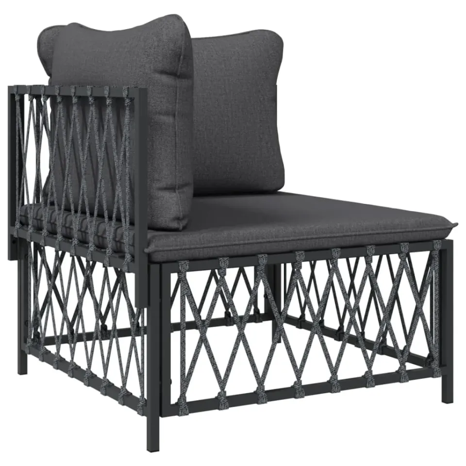 vidaXL 3-delige Loungeset met kussens staal antracietkleurig, foto 3