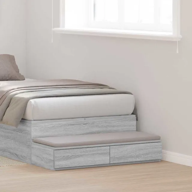 vidaXL Bedlades Grijs Sonoma 90 x 36,5 x 16,5 cm Bewerkt hout, foto 2