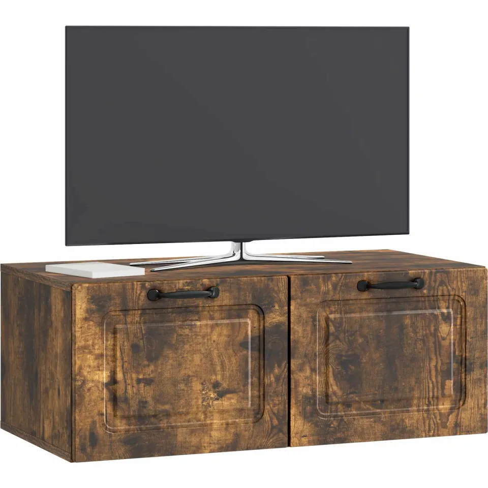 vidaXL Wandbeugel TV-kast Gerookt eiken 78,5 x 41 x 30 cm Bewerkt hout Bruin